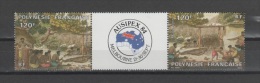 (S1603) FRENCH POLYNESIA 1984 (AUSIPEX'84. Details From Human Sacrifice Of The Maori) Pair + Label. Mi ## 407-408. MNH** - Unused Stamps