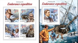 Sierra Leone 2015, South Pole Expedition Endurance, 4val In BF +BF IMPERFORATED - Explorateurs & Célébrités Polaires