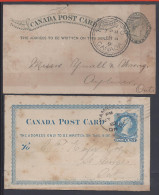 CANADA - 1882-91 - DEUX ENTIERS POSTAUX VOYAGES - - 1860-1899 Reinado De Victoria