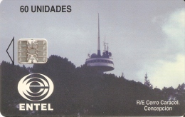 TARJETA DE CHILE DE ENTEL DE EL CERRO CARACOL    ANTENA TELECOMUNICACIONES - Chili