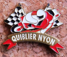 QUIBLIER - NYON - VAUD - SUISSE - MOTARD - MOTO - DRAPEAU DAMIER  - MOTORRAD - MOTORBIKE - MOTOCICLETTA -    (BLEU) - Moto