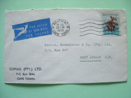 South Africa 1955 Cover To East London - Rhinoceros - Air Mail Label - Storia Postale