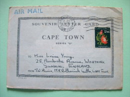 South Africa 1962 Souvenir Letter Card "Cape Town Views, Table Mountain" To England - Protea Flowers - Lettres & Documents