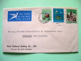 South Africa 1963 Cover To Switzerland - Castle - Baobab Tree Flower - Easter Stamp Criples Label - Antelope Air Mail... - Brieven En Documenten