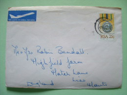 South Africa 1984 Cover To England - Military Medal De Wet - Horse Horseman - Air Mail Label - Lettres & Documents