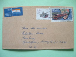 South Africa 1990 Cover To England - Succulent Plants Cactus - Train Africa Map - Flag Air Mail Label - Lettres & Documents