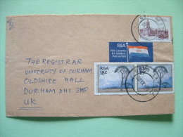 South Africa 1989 Cover To England - Building - Tree Paintings - Flag Air Mail Label - Brieven En Documenten