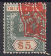 Straits Settlements 1904 5$ Stamp Mi#107 Red Cancel - Straits Settlements