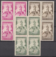 Saar 1956 Mi#373-375 Mint Never Hinged Blocks Of Four - Unused Stamps