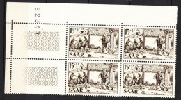 Saar 1956 Mi#370 Mint Never Hinged Block Of Four With Margins - Unused Stamps