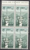 Saar 1956 Mi#369 Mint Never Hinged Block Of Four - Ungebraucht