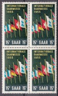Saar 1955 Mi#359 Mint Never Hinged Block Of Four - Unused Stamps