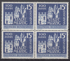 Saar 1957 Mi#401 Mint Never Hinged Block Of Four - Nuovi