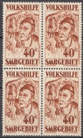 Saar 1931 Mi#144 Mint Never Hinged Block Of Four - Unused Stamps