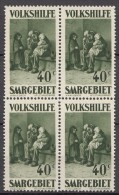 Saar 1929 Mi#135 Mint Never Hinged Block Of Four - Ungebraucht