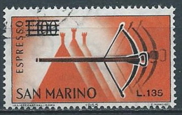 1965 SAN MARINO USATO ESPRESSO BALESTRA SOPRASTAMPATO 135 LIRE - VA27 - Francobolli Per Espresso