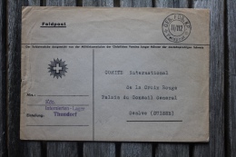 Enveloppe Feldpost Camp De Prisonnier Thundorf Pour Genève Oblitération GEB FÜS KP II/112 - Documents