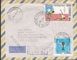 Brazil Aérea Par Avion REGISTRADA NOVA FRIBURGO 1970 Cover Letra Football World Championship Fussball Weltmeisterschaft - Cartas & Documentos