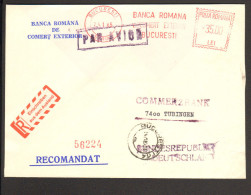 BRD R-Zettel Einschreiben Aus Dem Ausland Auf Luftpost-Einschreibebrief Der Banca Romana Bukarest 1985 - Briefe U. Dokumente