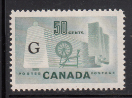 Canada MNH Scott #O38a Flying G Overprint On 50c Textile Industry Variety: 'G' Has Notch Out Of Right Inside - Surchargés