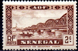SENEGAL 1935  Faidherbe Bridge, Dakar - 2c - Brown  MH - Unused Stamps