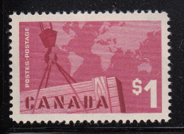 Canada MNH Scott #411 $1 Crane And Map - Canadian Exports - Unused Stamps