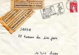1981 - Lettre Accidentée Au Tri. Réparation Faite La Poste Avec Des Vignettes - Lettere Accidentate