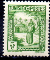 TUNISIA 1931 Arab Woman -  5c  - Green  MH - Neufs