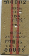 2 - BILLETE EDMONDSON DE LOS FERROCARRILES ESPAÑOLES // GERONA - SILS // IDA Y VUELTA // 1960 - Europa