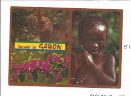 CPM - Souvenir Du GABON : Nandinie, Inflorescence De Bougainvillée, Gamine Prenant Son Bain - Gabun