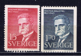 S+ Schweden 1960 Mi 465-66 Mnh Branting - Ungebraucht