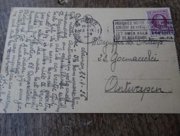 N°195 15c Lilas Avec Flamme"Indiquez Votre Nom Et Adresse Au Verso De Vos Lettres" - Vlagstempels