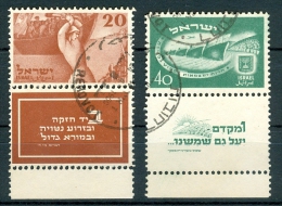 Israel - 1950, Michel/Philex No. : 30/31, - Used - Full Tab - - Used Stamps (with Tabs)