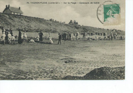 Tharon Plage Sur La Plage Concours De Sable 79 1922 Chapeau Edit Carte Animée - Tharon-Plage