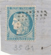 N°60 SUR FRAGMENT VARIÉTÉ 35 G1 - 1871-1875 Ceres