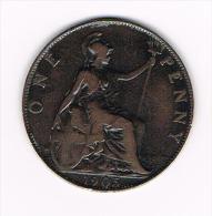 ***  GREAT BRITAIN  1 PENNY 1905  EDWARDVS VII - D. 1 Penny