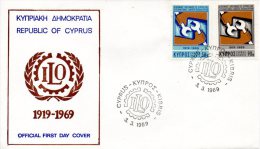 CHYPRE. N°307-8 De 1969 Sur Enveloppe 1er Jour. OIT. - ILO