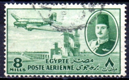 EGYPT 1947 Air. King Farouk, Delta Barrage And Douglas Dakota Transport  -  8m. - Green FU - Poste Aérienne