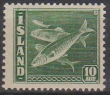 ICELAND - 1940 10a Codfish, Perf 14 X 13.5. Scott 291a. Superb MNH ** - Unused Stamps
