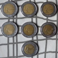 LOTE DE SIETE MONEDAS DE 500 LIRAS ITALIANAS. CON AÑOS DIFERENTES - 500 Liras