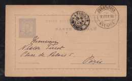 Portugal 1894 Stationery Card 20R Carlos AVENIDA To Paris France Railway PM - Brieven En Documenten