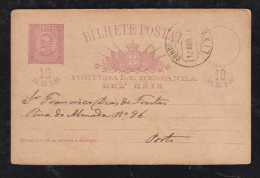 Portugal 1895 Stationery Card 10R Carlos LIXA To PORTO - Briefe U. Dokumente