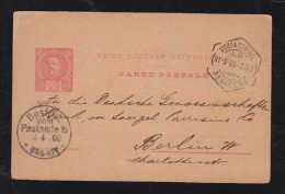 Portugal 1900 Stationery Card 25R Carlos LISBOA To BERLIN Germany - Covers & Documents