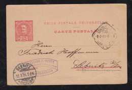 Portugal 1901 Stationery Card 25R Carlos LISBOA To SEBNITZ Germany - Briefe U. Dokumente