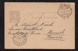 Portugal 1906 Stationery Card 20R Carlos LISBOA To MUNICH Bavaria Germany - Covers & Documents