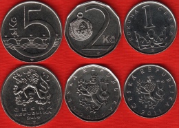 Czech Republic Set Of 3 Coins: 1 - 5 Korun 2010-2012 UNC - Czech Republic