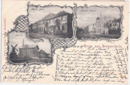 Gruss Aus BREMERVÖRDE Meierei M Wind Mühle Mill Daefz Hotel Großer Platz Jugendstil 20.10.1899 Gelaufen - Bremerhaven