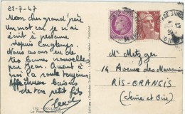 3285 TOULOUSE BOURSE Haute Garonne Carte Postale Gandon 3,50 F Cérés Mazelin Yv 716 B 679 1,50 F Ob 22 7 1947 - Lettres & Documents