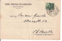 RAVENNA, SEZIONE PROVINCIALE DELL'ALIMENTAZIONE, 1946, INVITO CONFERIMENTO UVA AL CENTRO RACCOLTA, - Wein