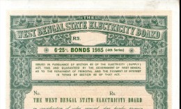 India 1985 West Bengal State Electricity Bonds 4th Series Blank Scarce # 10345M Inde Indien - Electricity & Gas